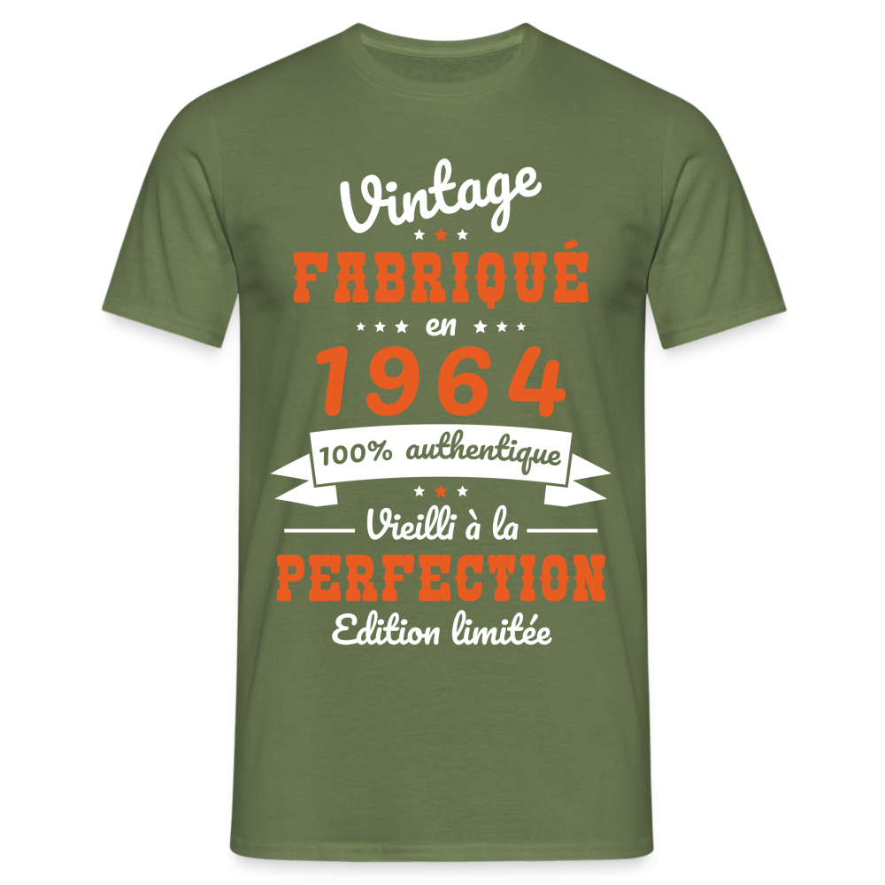 T-shirt Homme - Anniversaire 60 Ans - Vintage Fabriqué en 1964 - vert militaire