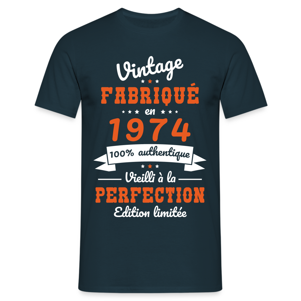 T-shirt Homme - Anniversaire 50 Ans - Vintage Fabriqué en 1974 - marine