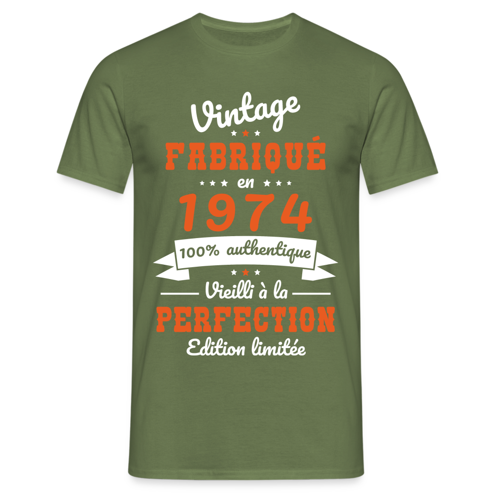 T-shirt Homme - Anniversaire 50 Ans - Vintage Fabriqué en 1974 - vert militaire