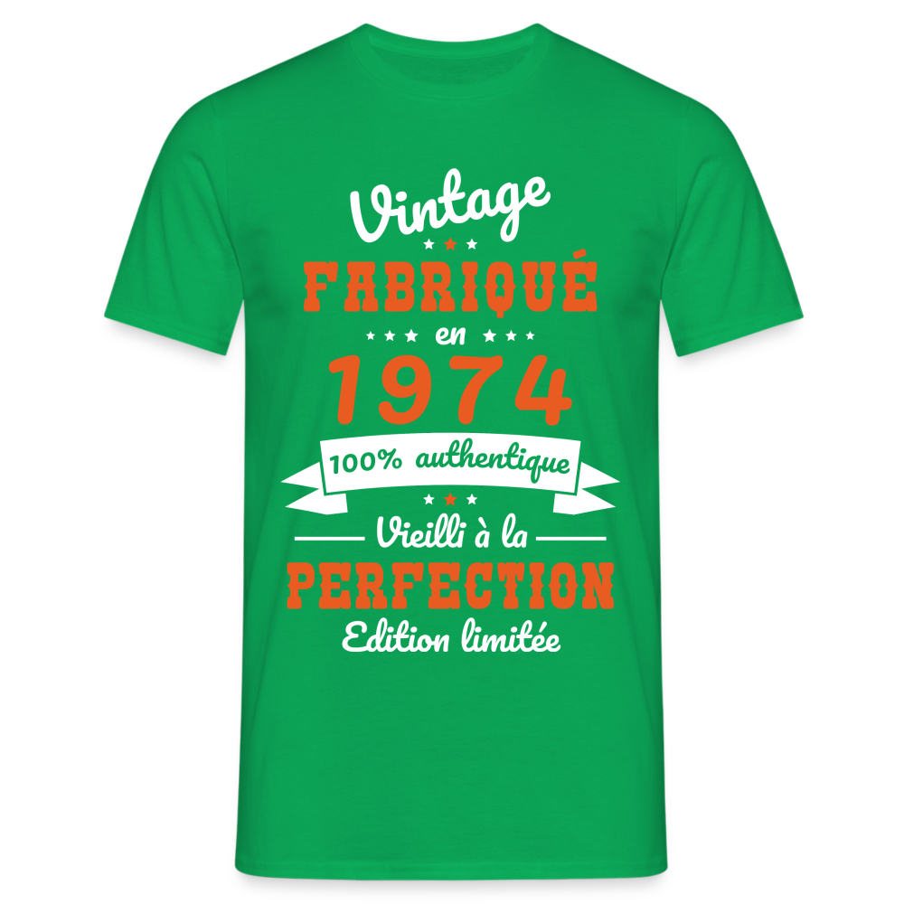 T-shirt Homme - Anniversaire 50 Ans - Vintage Fabriqué en 1974 - vert