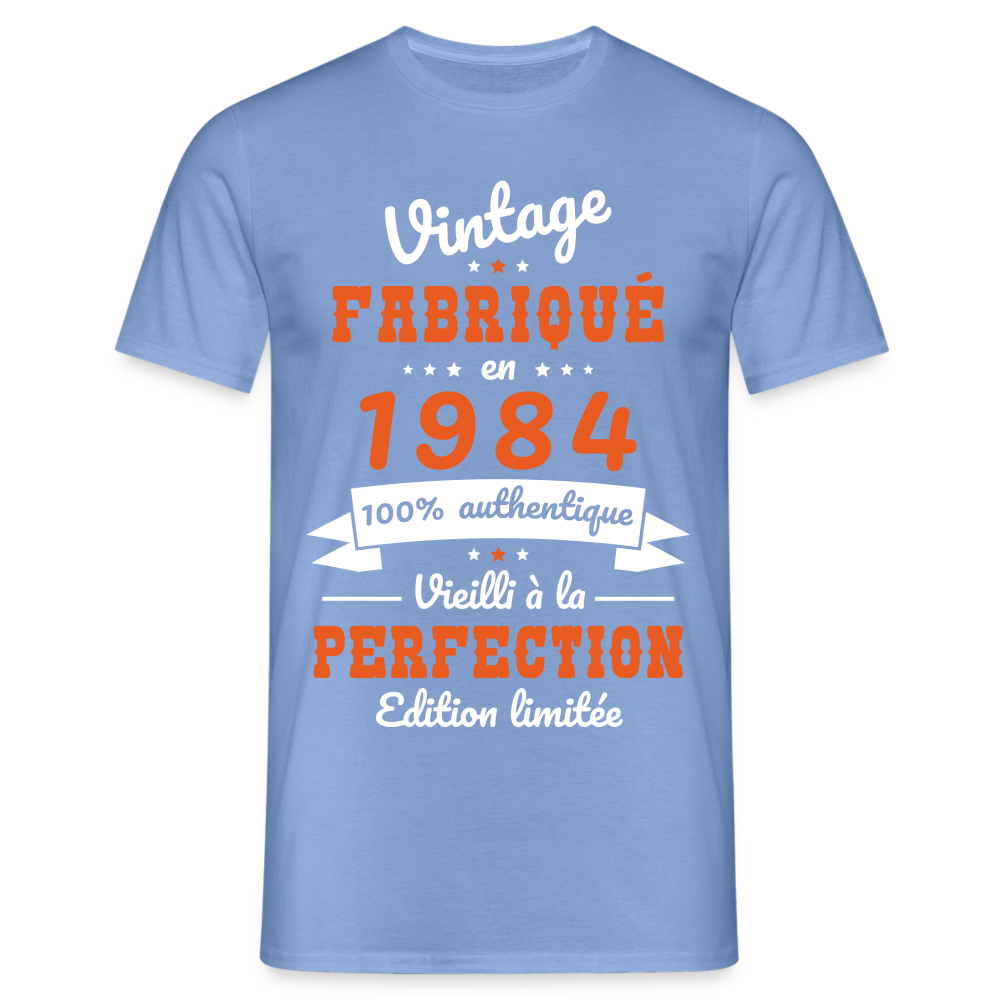 T-shirt Homme - Anniversaire 40 Ans - Vintage Fabriqué en 1984 - carolina blue