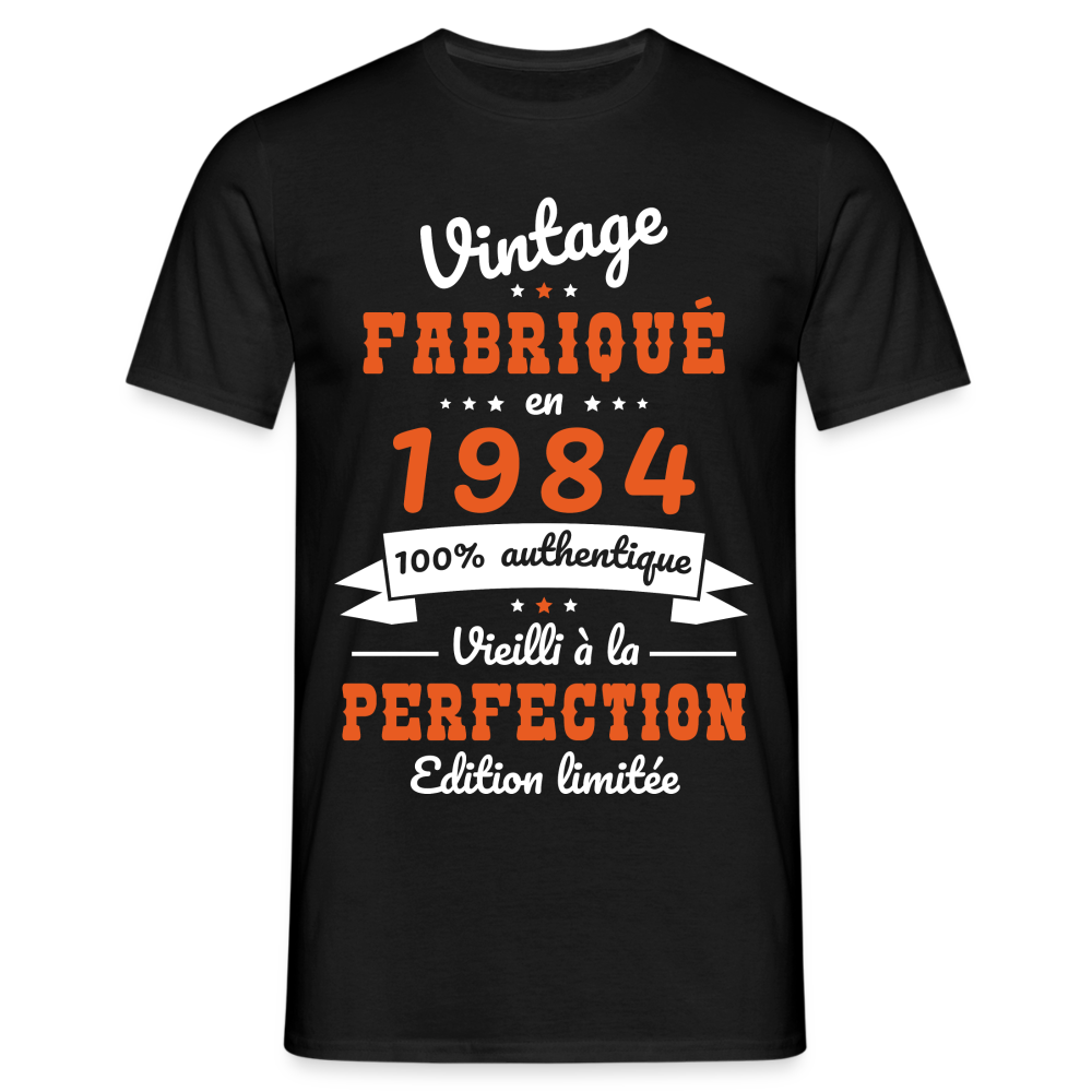 T-shirt Homme - Anniversaire 40 Ans - Vintage Fabriqué en 1984 - noir