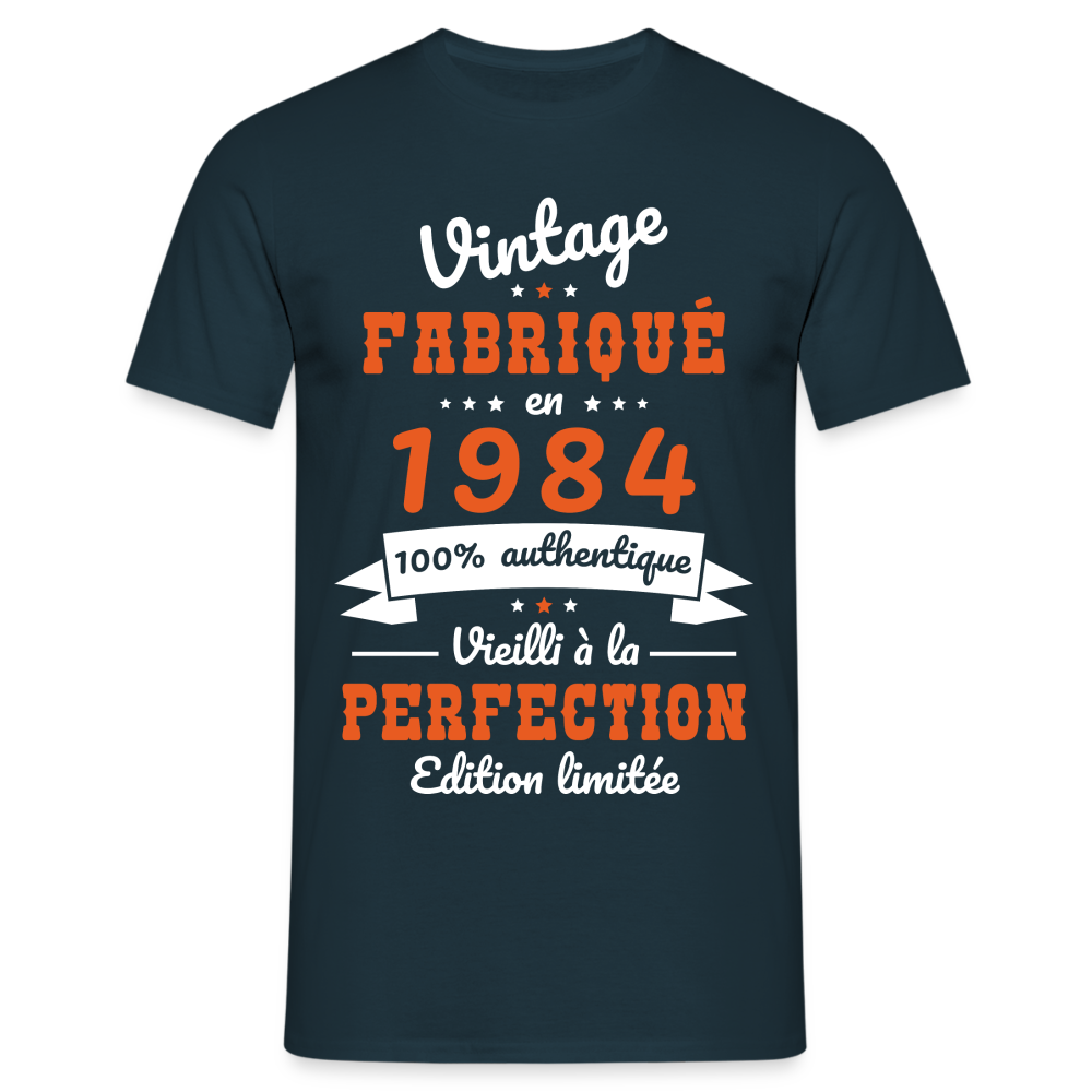 T-shirt Homme - Anniversaire 40 Ans - Vintage Fabriqué en 1984 - marine