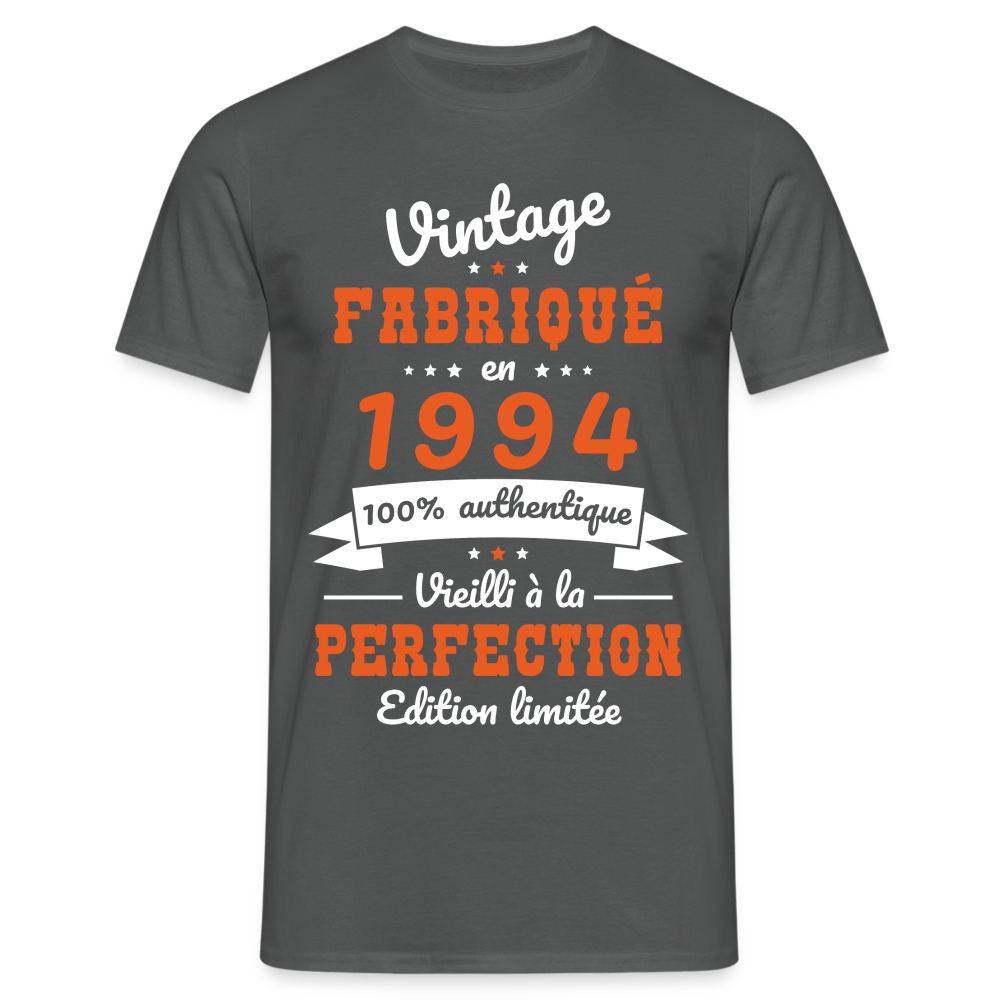 T-shirt Homme - Anniversaire 30 Ans - Vintage Fabriqué en 1994 - charbon