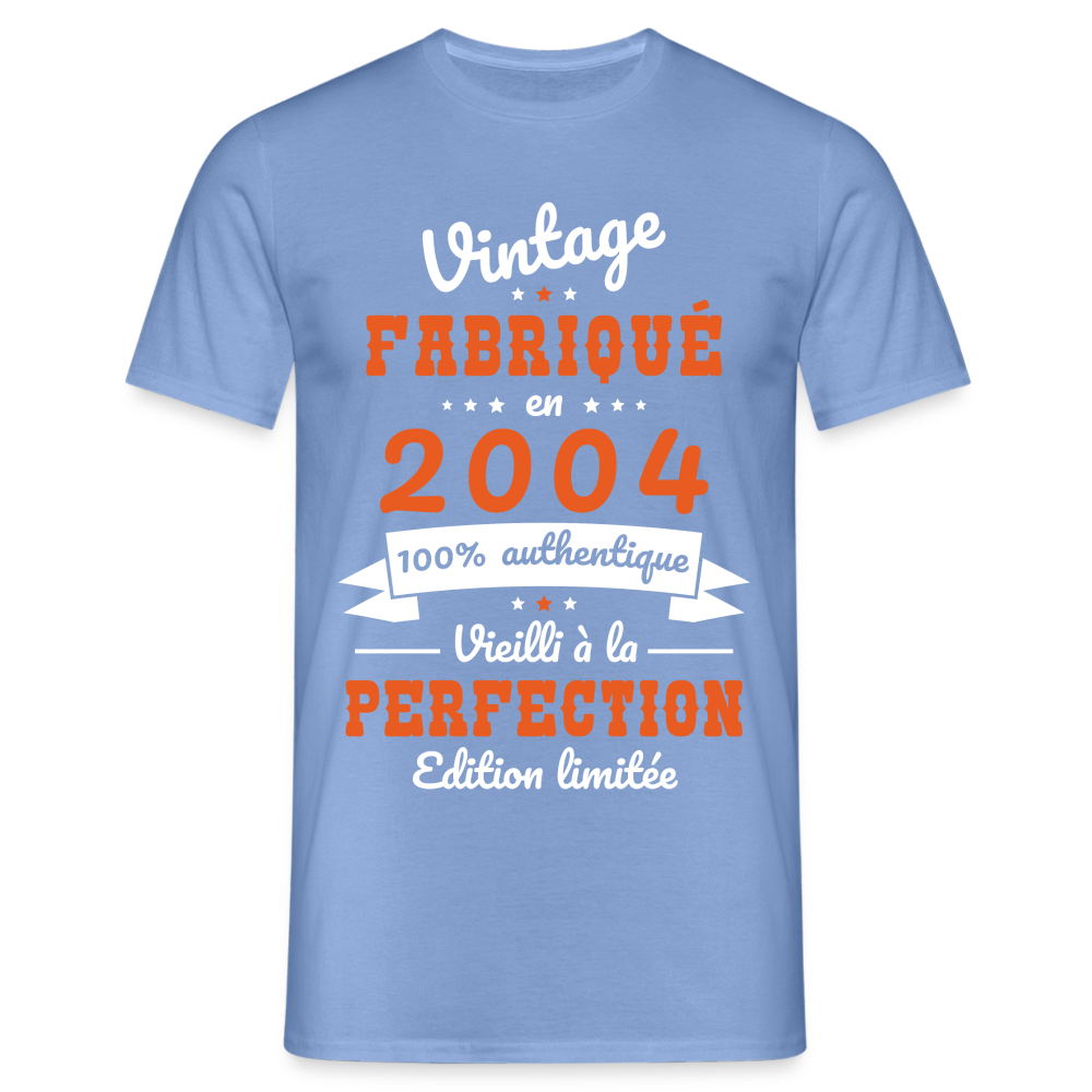 T-shirt Homme - Anniversaire 20 Ans - Vintage Fabriqué en 2004 - carolina blue