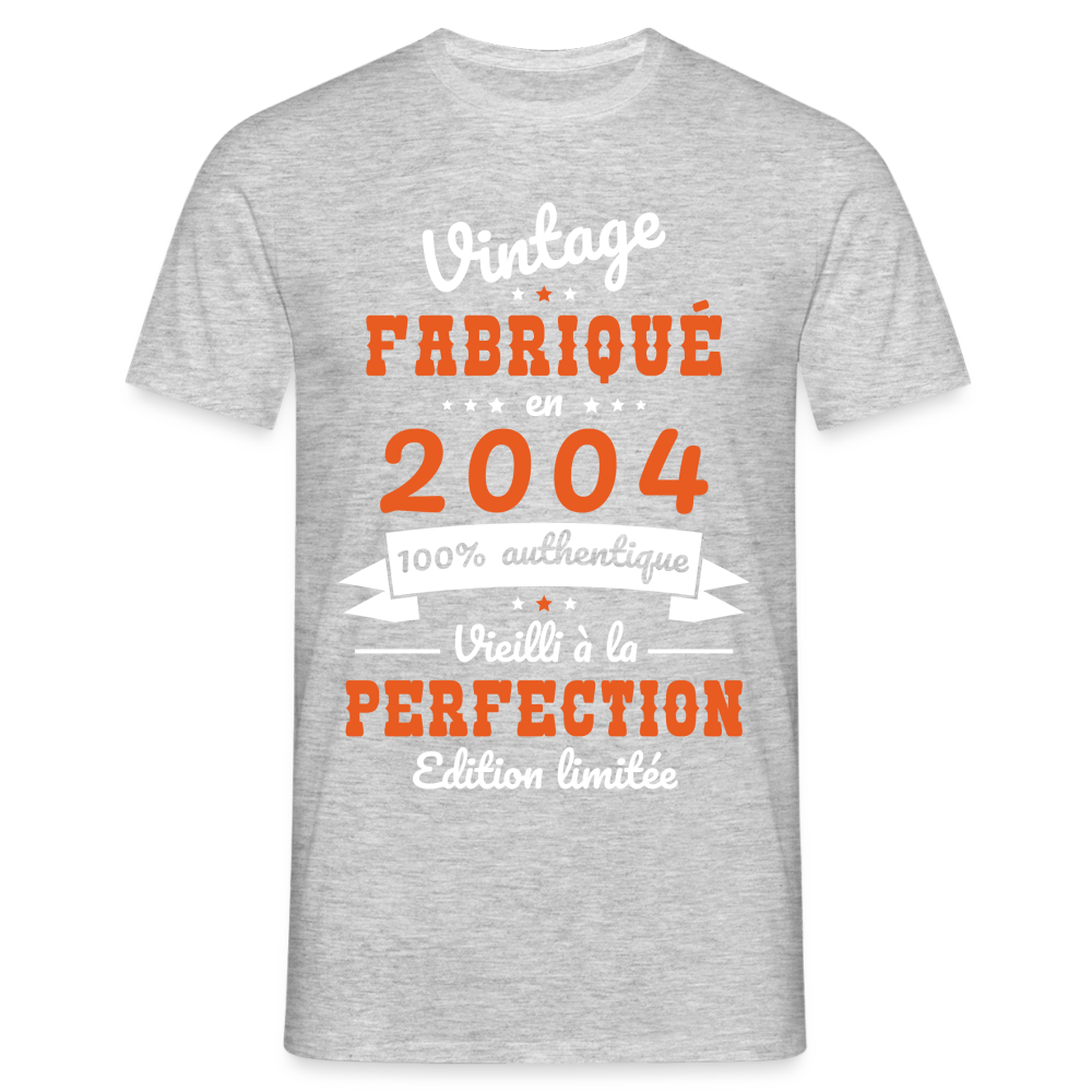 T-shirt Homme - Anniversaire 20 Ans - Vintage Fabriqué en 2004 - gris chiné