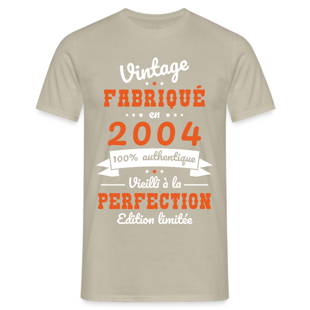 T-shirt Homme - Anniversaire 20 Ans - Vintage Fabriqué en 2004 - beige sable