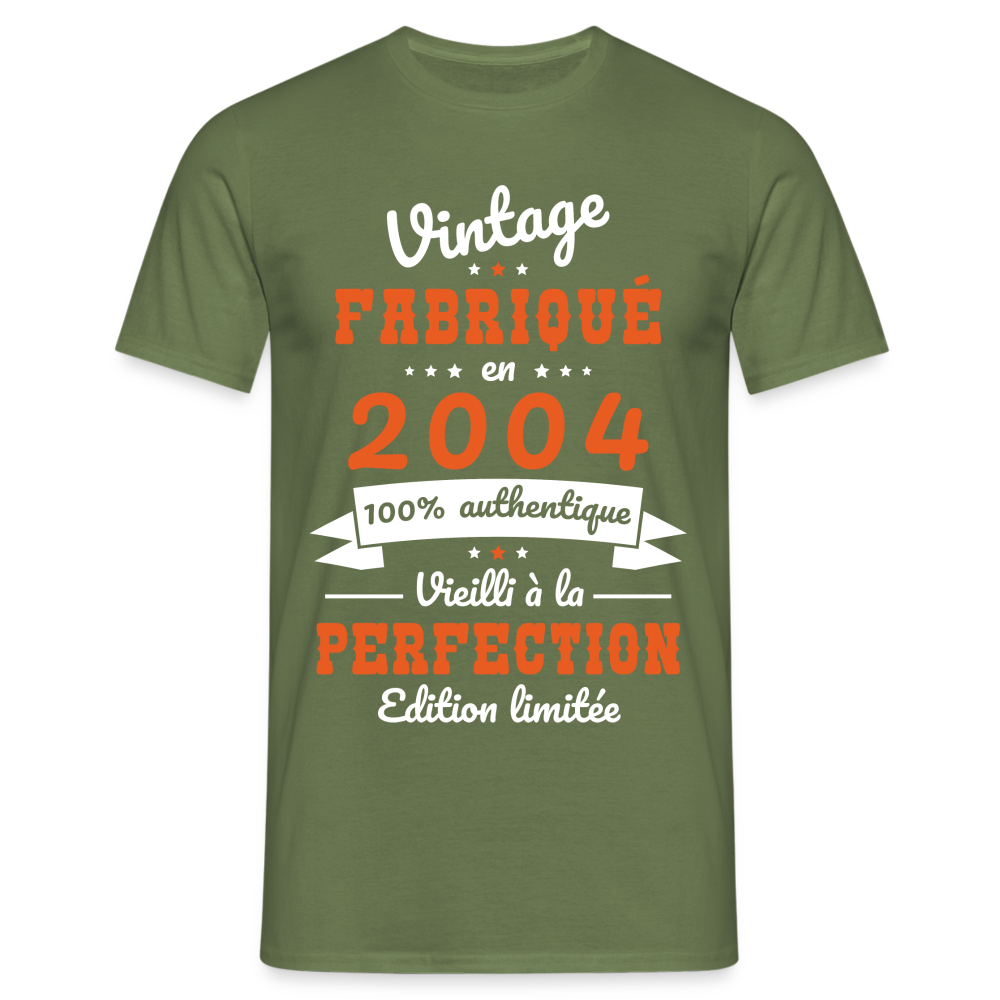 T-shirt Homme - Anniversaire 20 Ans - Vintage Fabriqué en 2004 - vert militaire