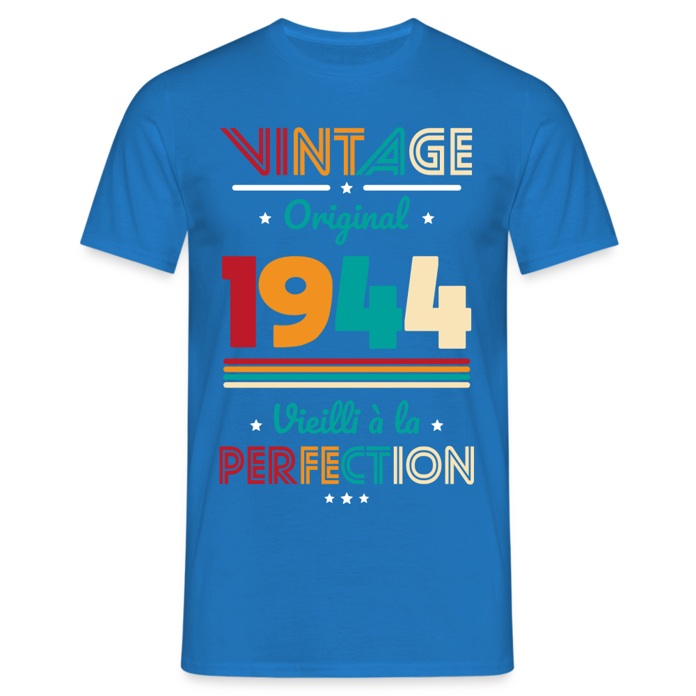 T-shirt Homme - Anniversaire 80 Ans - Vintage Original 1944 - bleu royal