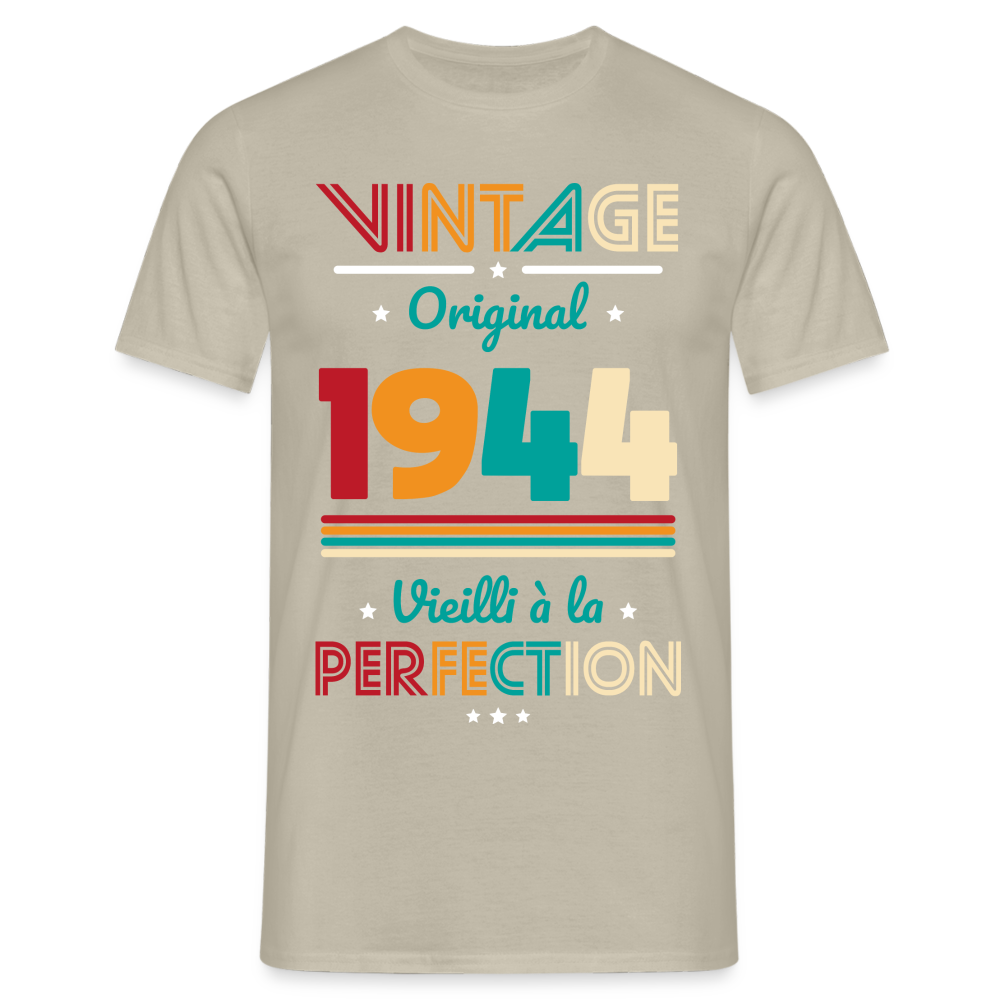 T-shirt Homme - Anniversaire 80 Ans - Vintage Original 1944 - beige sable