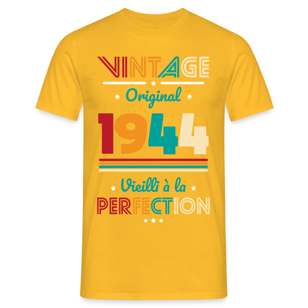 T-shirt Homme - Anniversaire 80 Ans - Vintage Original 1944 - jaune