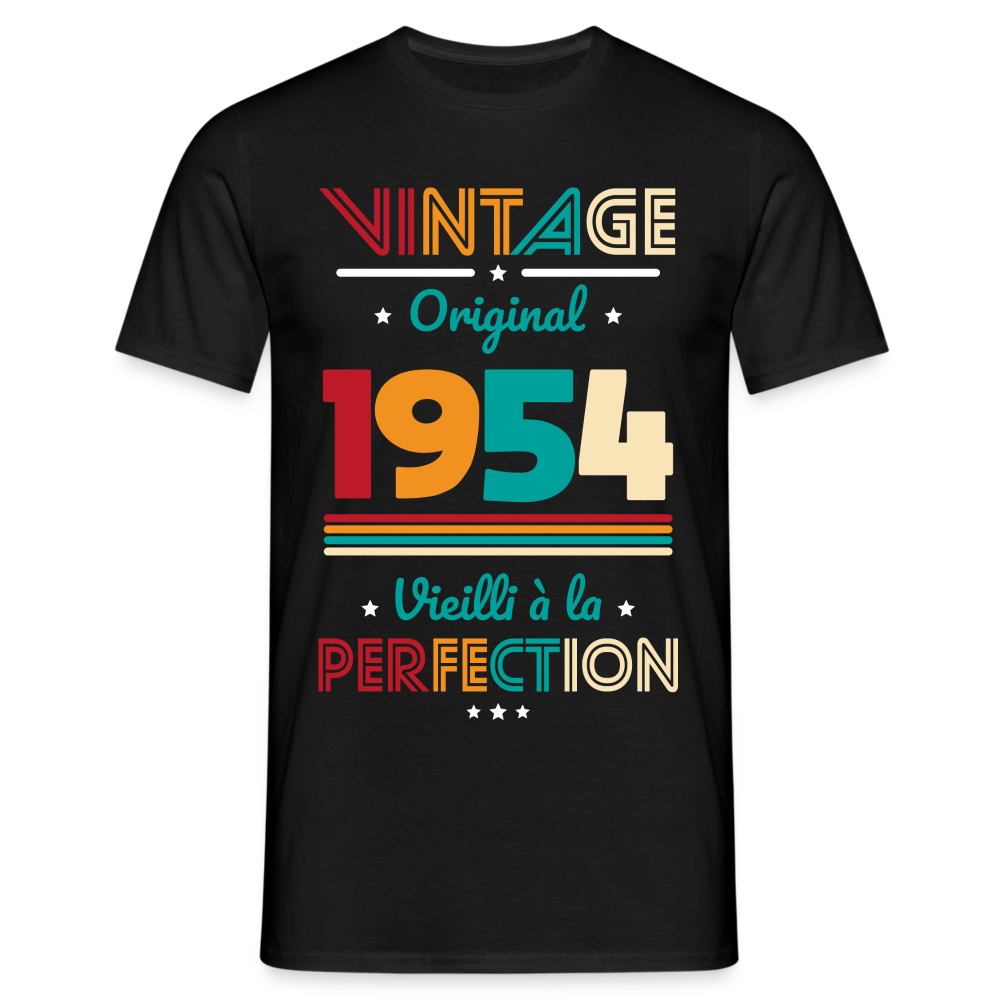 T-shirt Homme - Anniversaire 70 Ans - Vintage Original 1954 - noir