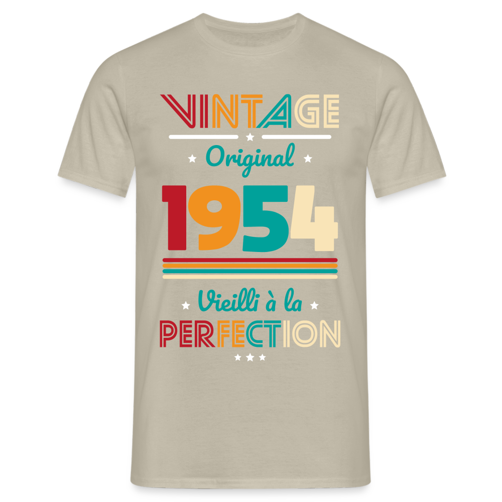 T-shirt Homme - Anniversaire 70 Ans - Vintage Original 1954 - beige sable