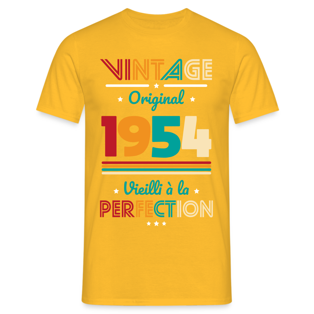 T-shirt Homme - Anniversaire 70 Ans - Vintage Original 1954 - jaune