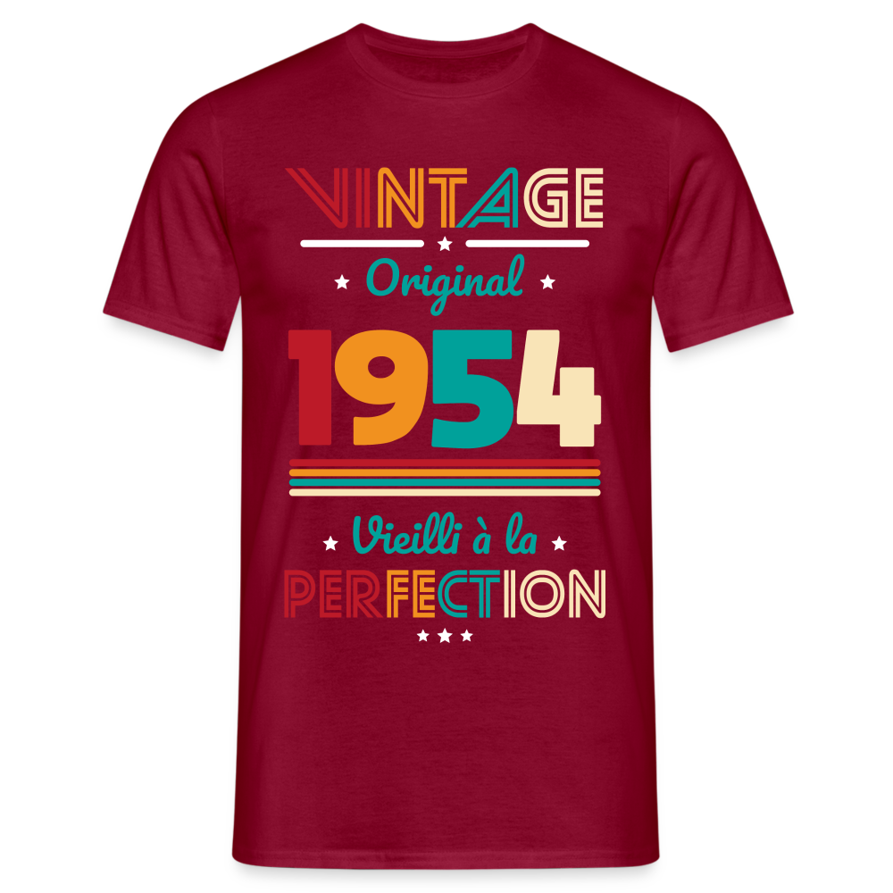 T-shirt Homme - Anniversaire 70 Ans - Vintage Original 1954 - rouge brique