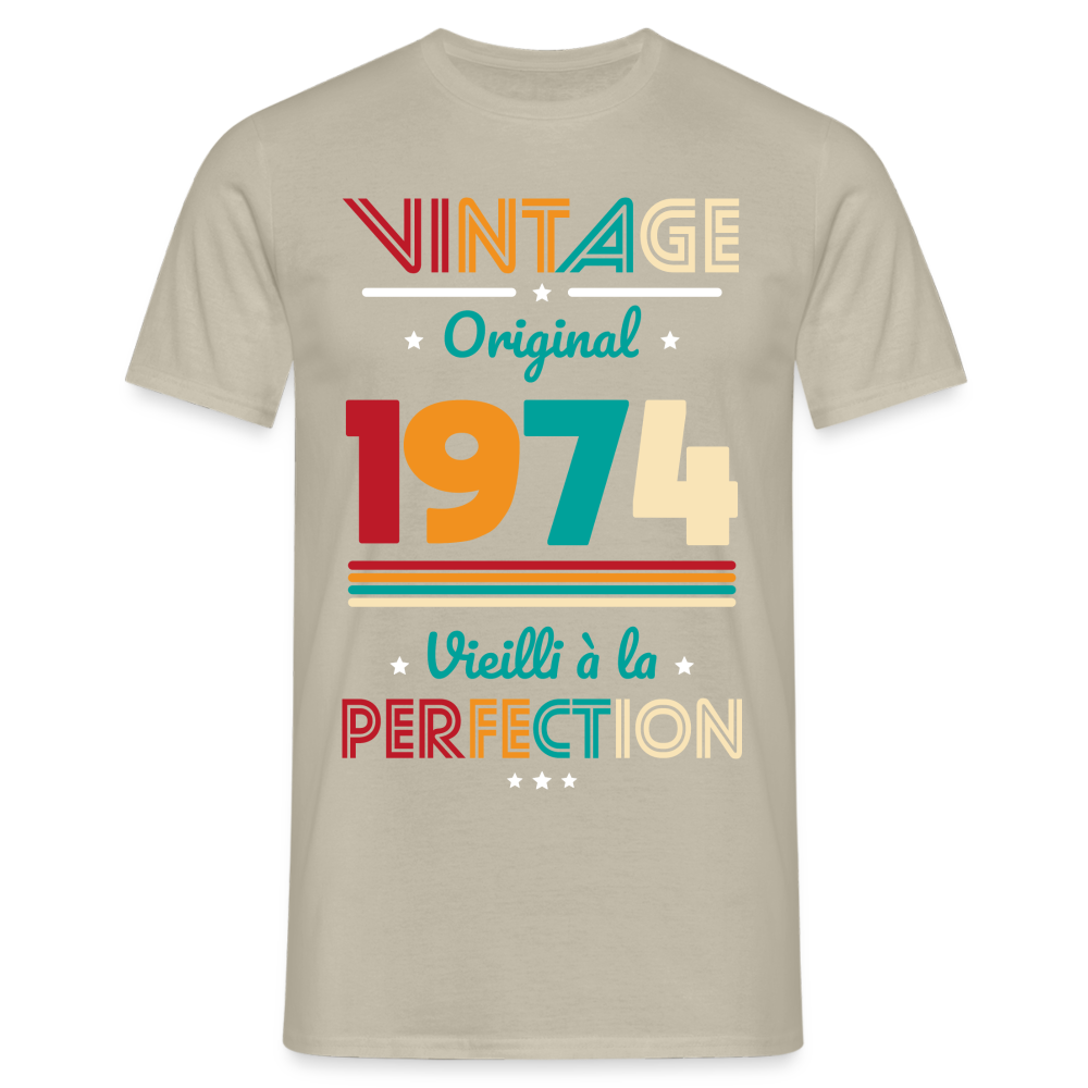 T-shirt Homme - Anniversaire 50 Ans - Vintage Original 1974 - beige sable