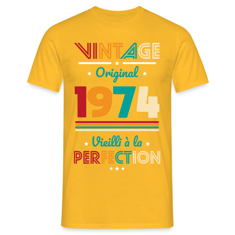 T-shirt Homme - Anniversaire 50 Ans - Vintage Original 1974 - jaune