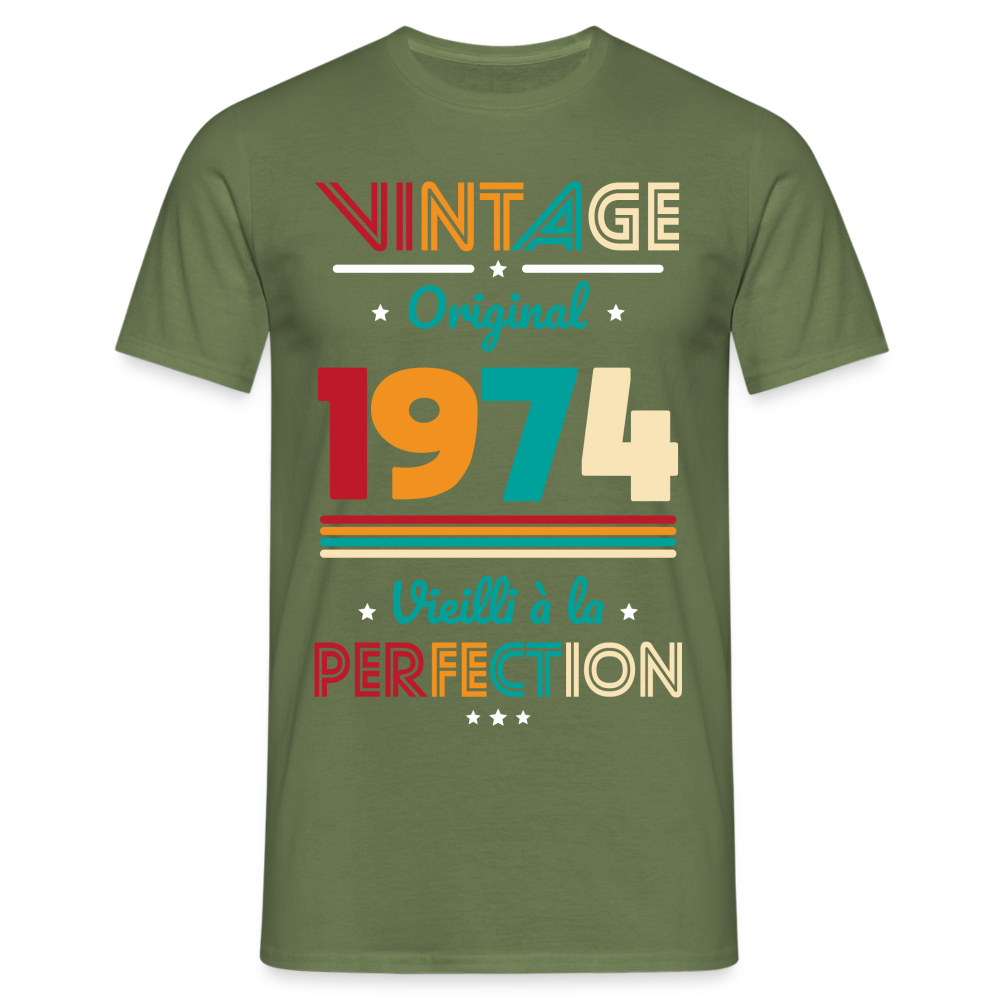 T-shirt Homme - Anniversaire 50 Ans - Vintage Original 1974 - vert militaire