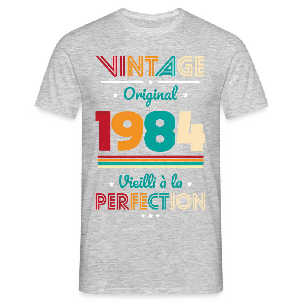 T-shirt Homme - Anniversaire 40 Ans - Vintage Original 1984 - gris chiné