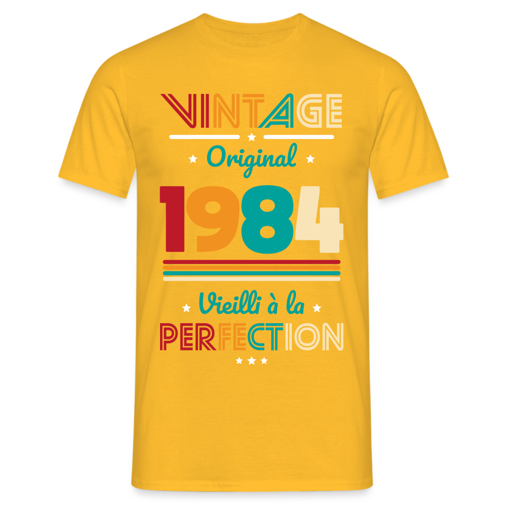 T-shirt Homme - Anniversaire 40 Ans - Vintage Original 1984 - jaune