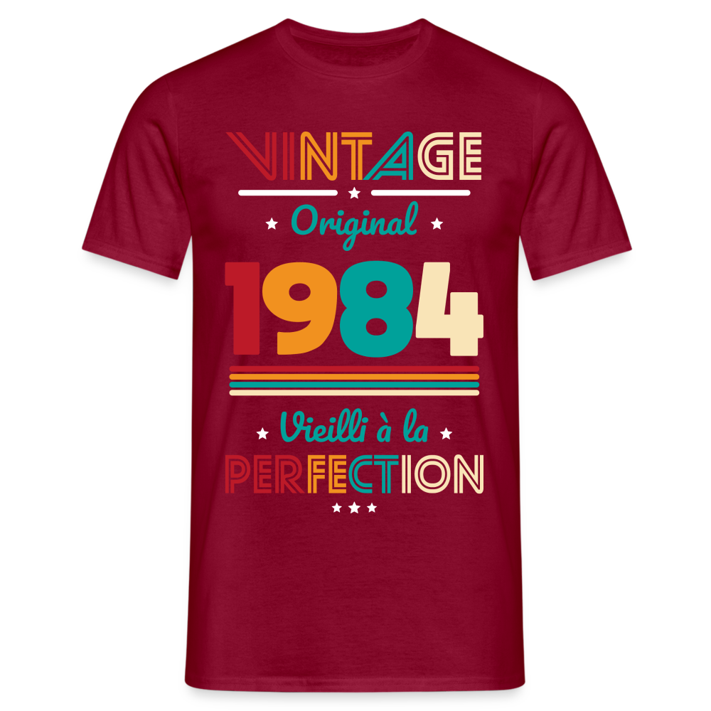 T-shirt Homme - Anniversaire 40 Ans - Vintage Original 1984 - rouge brique