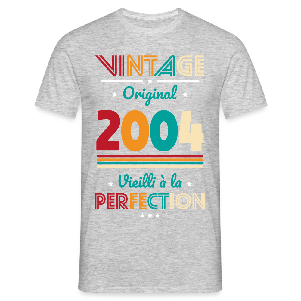 T-shirt Homme - Anniversaire 20 Ans - Vintage Original 2004 - gris chiné