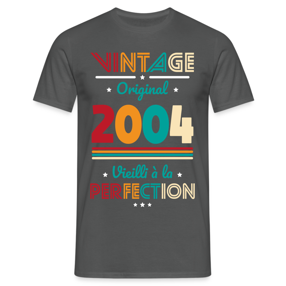 T-shirt Homme - Anniversaire 20 Ans - Vintage Original 2004 - charbon