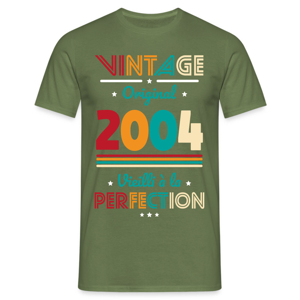 T-shirt Homme - Anniversaire 20 Ans - Vintage Original 2004 - vert militaire