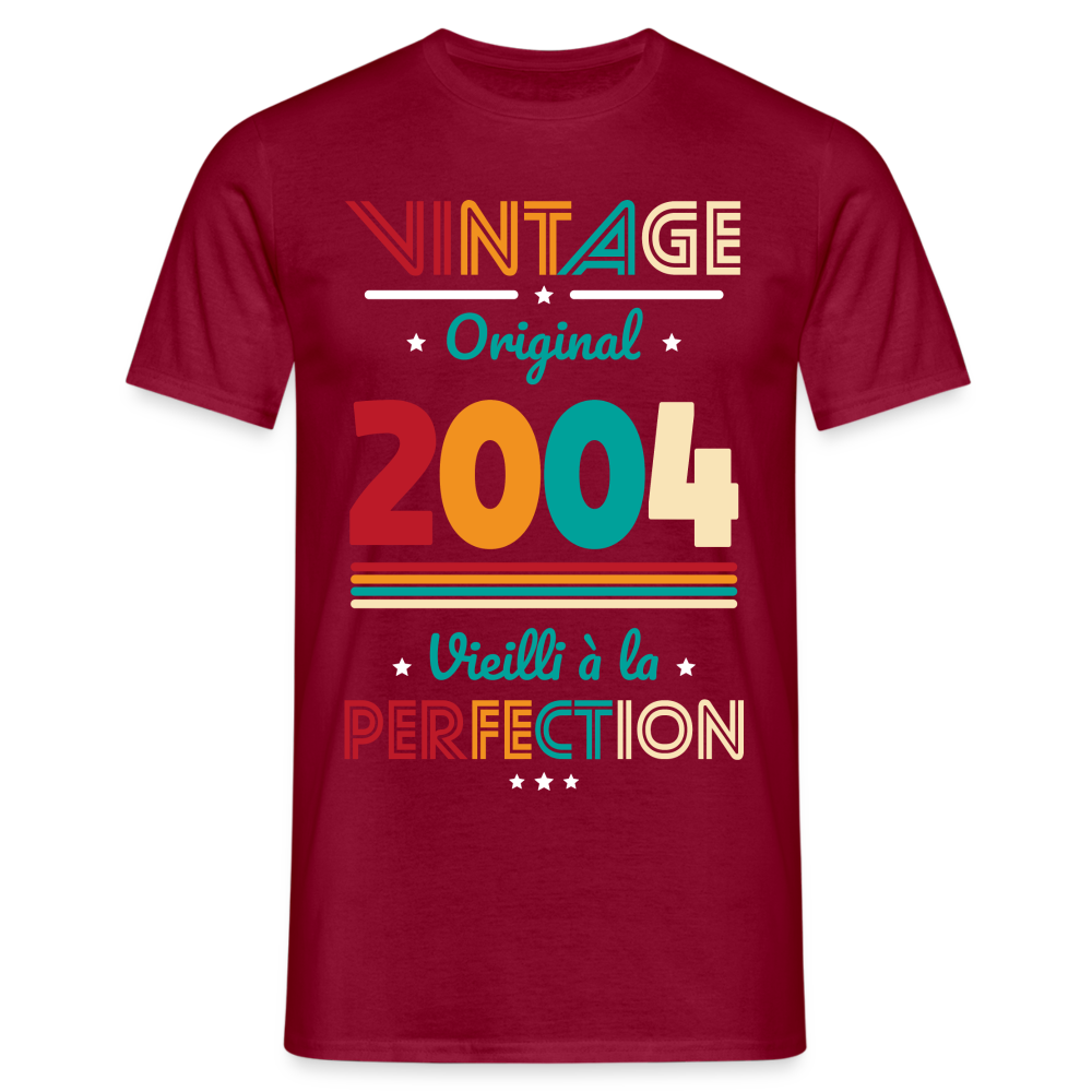 T-shirt Homme - Anniversaire 20 Ans - Vintage Original 2004 - rouge brique