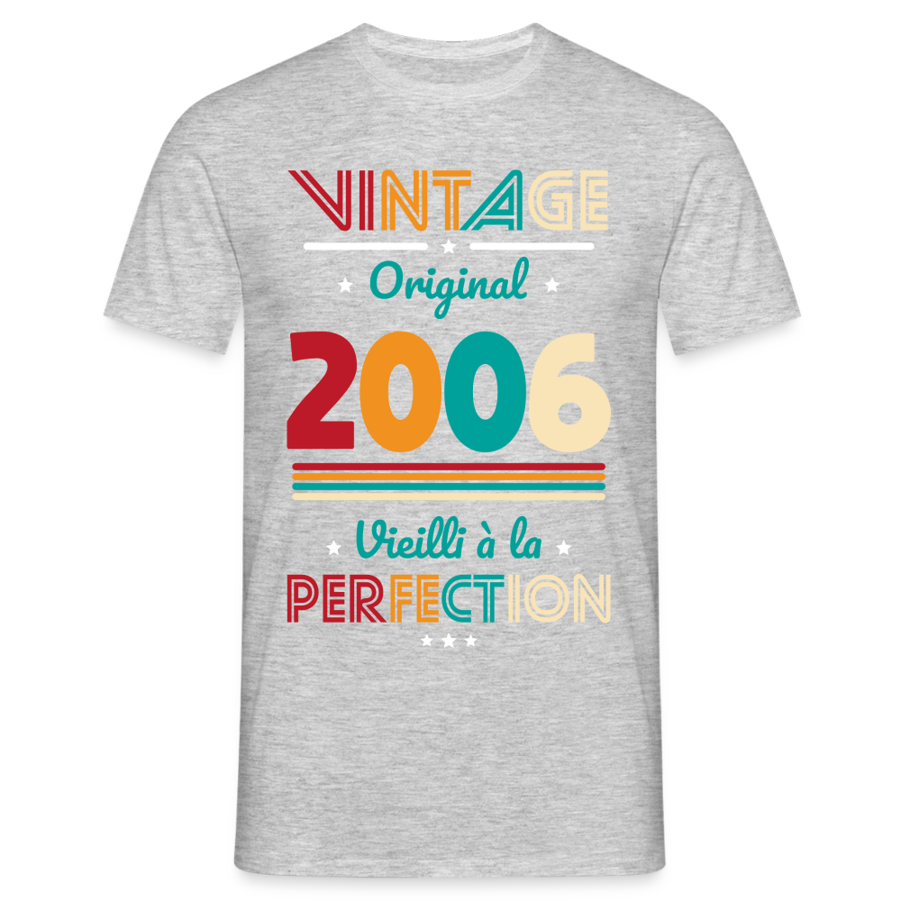 T-shirt Homme - Anniversaire 18 Ans - Vintage Original 2006 - gris chiné