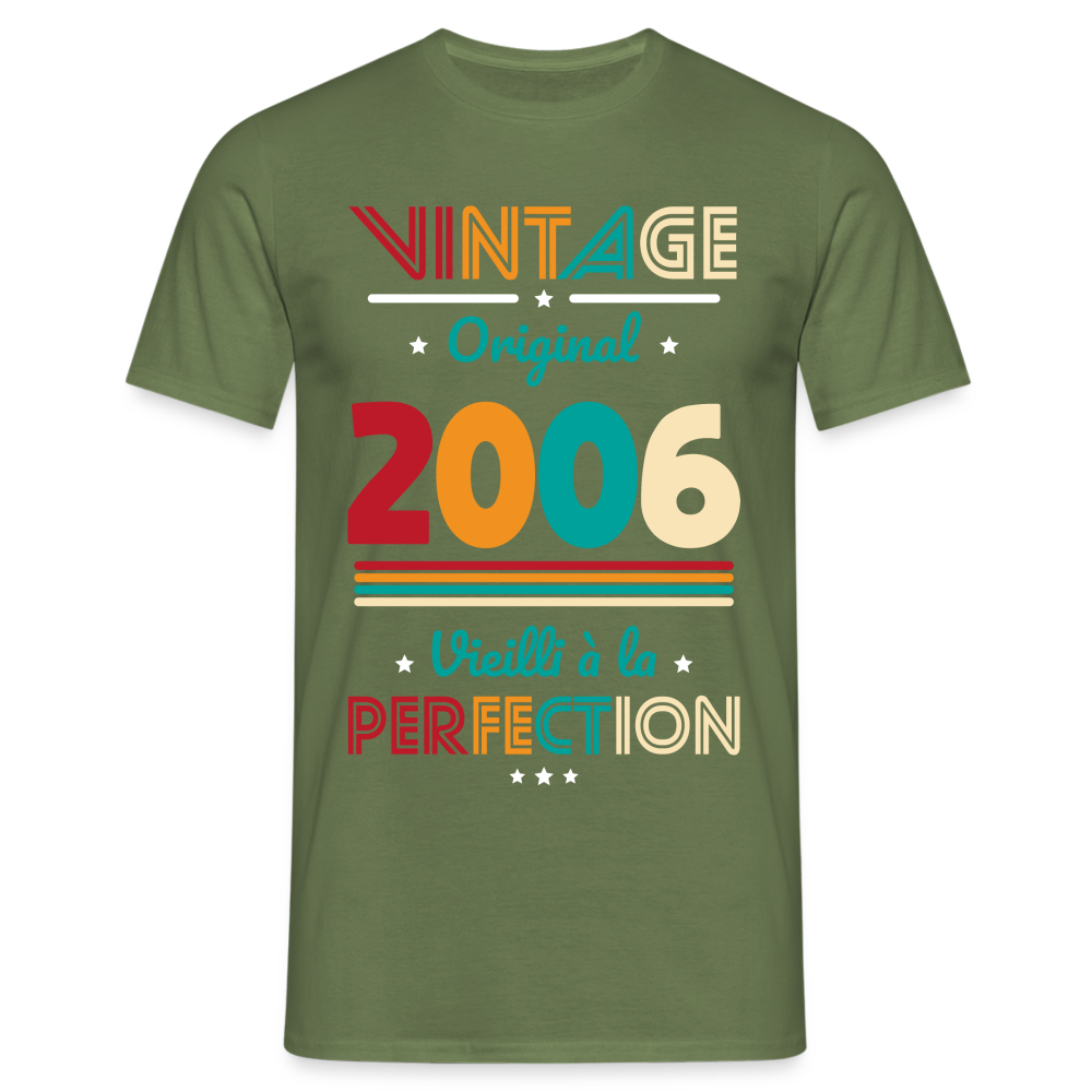 T-shirt Homme - Anniversaire 18 Ans - Vintage Original 2006 - vert militaire