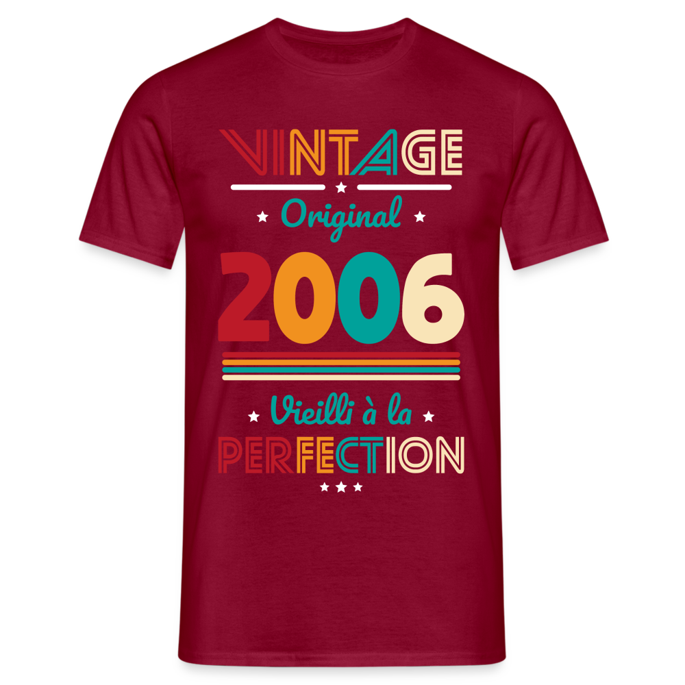 T-shirt Homme - Anniversaire 18 Ans - Vintage Original 2006 - rouge brique