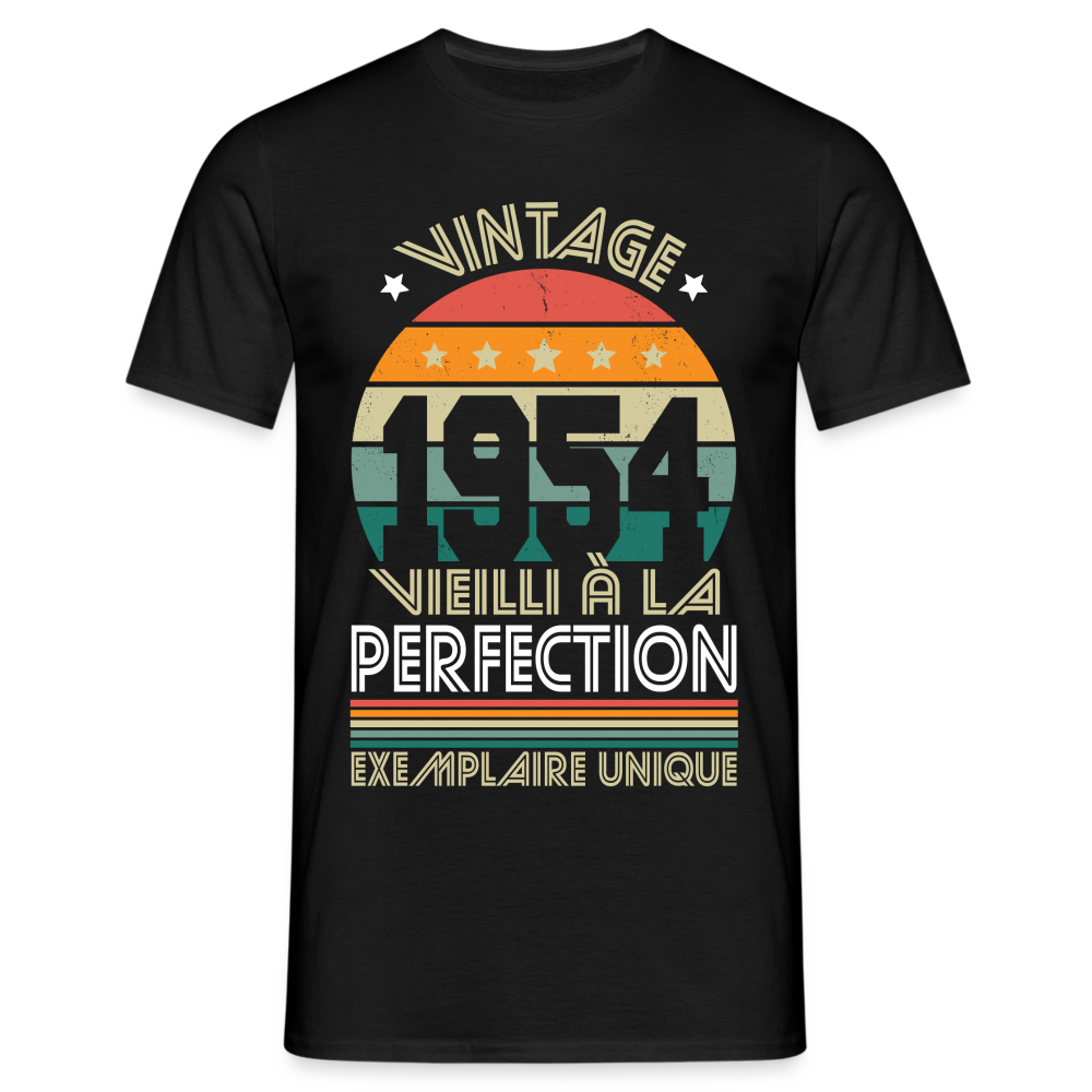 T-shirt Homme - Anniversaire 70 Ans - Vintage 1954 - noir