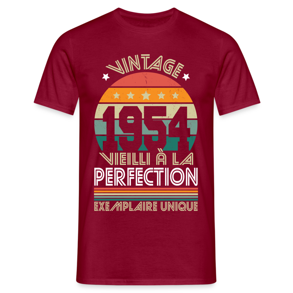 T-shirt Homme - Anniversaire 70 Ans - Vintage 1954 - rouge brique