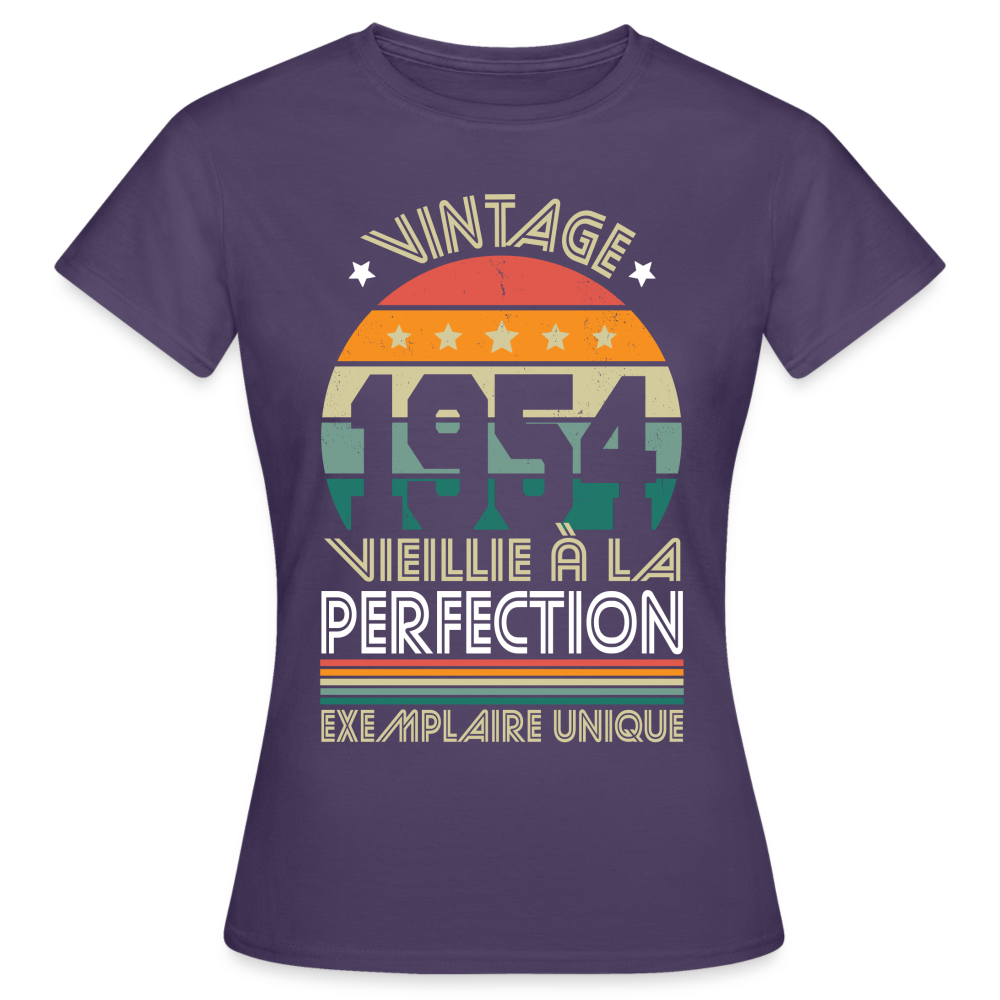 T-shirt Femme - Anniversaire 70 Ans - Vintage 1954 - violet foncé