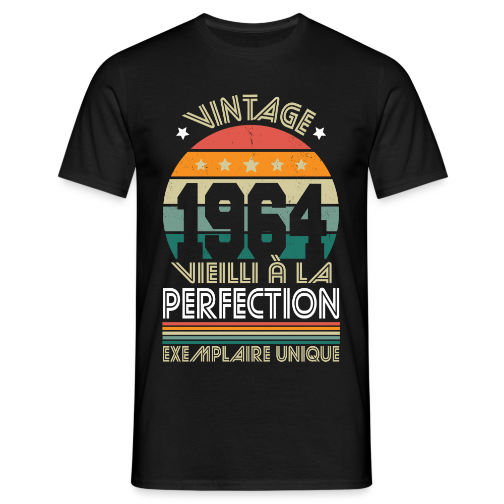 T-shirt Homme - Anniversaire 60 Ans - Vintage 1964 - noir