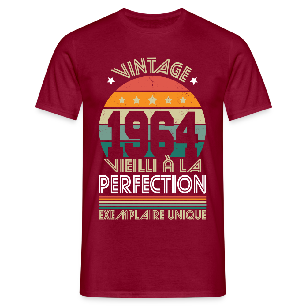 T-shirt Homme - Anniversaire 60 Ans - Vintage 1964 - rouge brique