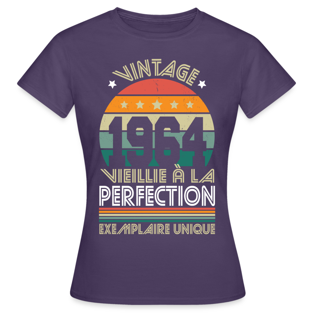 T-shirt Femme - Anniversaire 60 Ans - Vintage 1964 - violet foncé