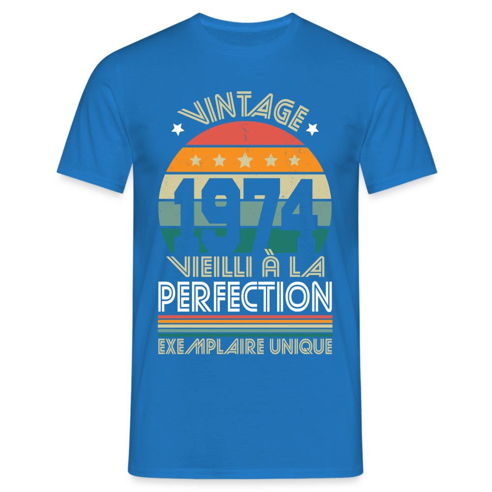 T-shirt Homme - Anniversaire 50 Ans - Vintage 1974 - bleu royal