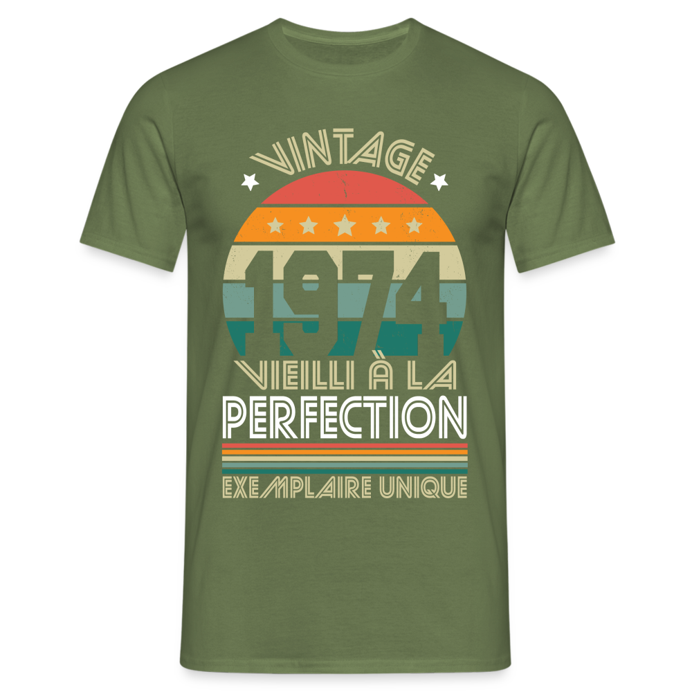 T-shirt Homme - Anniversaire 50 Ans - Vintage 1974 - vert militaire