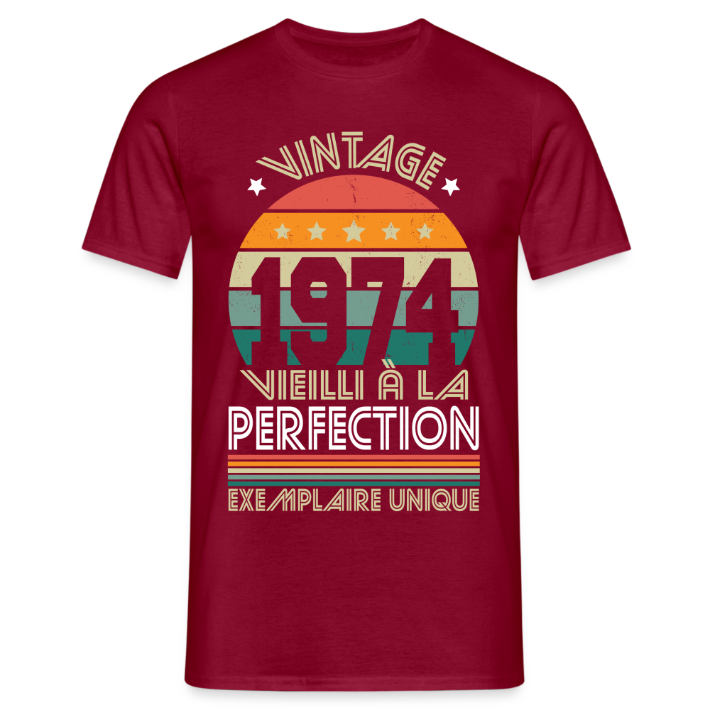 T-shirt Homme - Anniversaire 50 Ans - Vintage 1974 - rouge brique