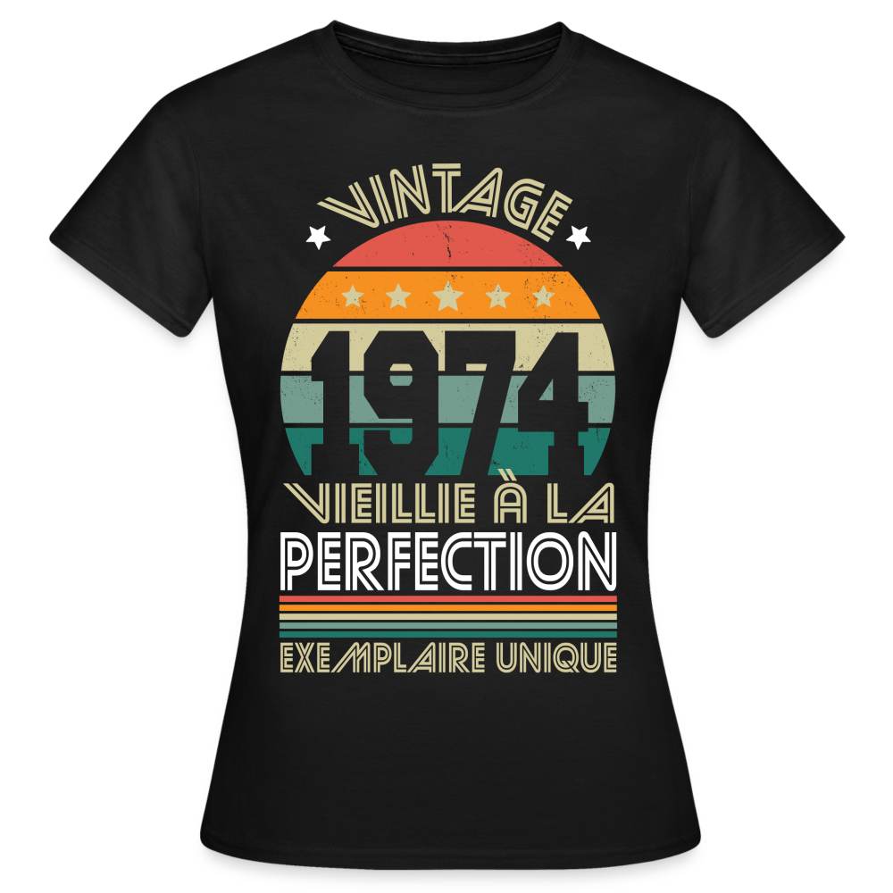 T-shirt Femme - Anniversaire 50 Ans - Vintage 1974 - noir