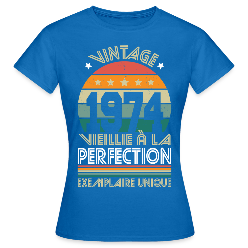 T-shirt Femme - Anniversaire 50 Ans - Vintage 1974 - bleu royal