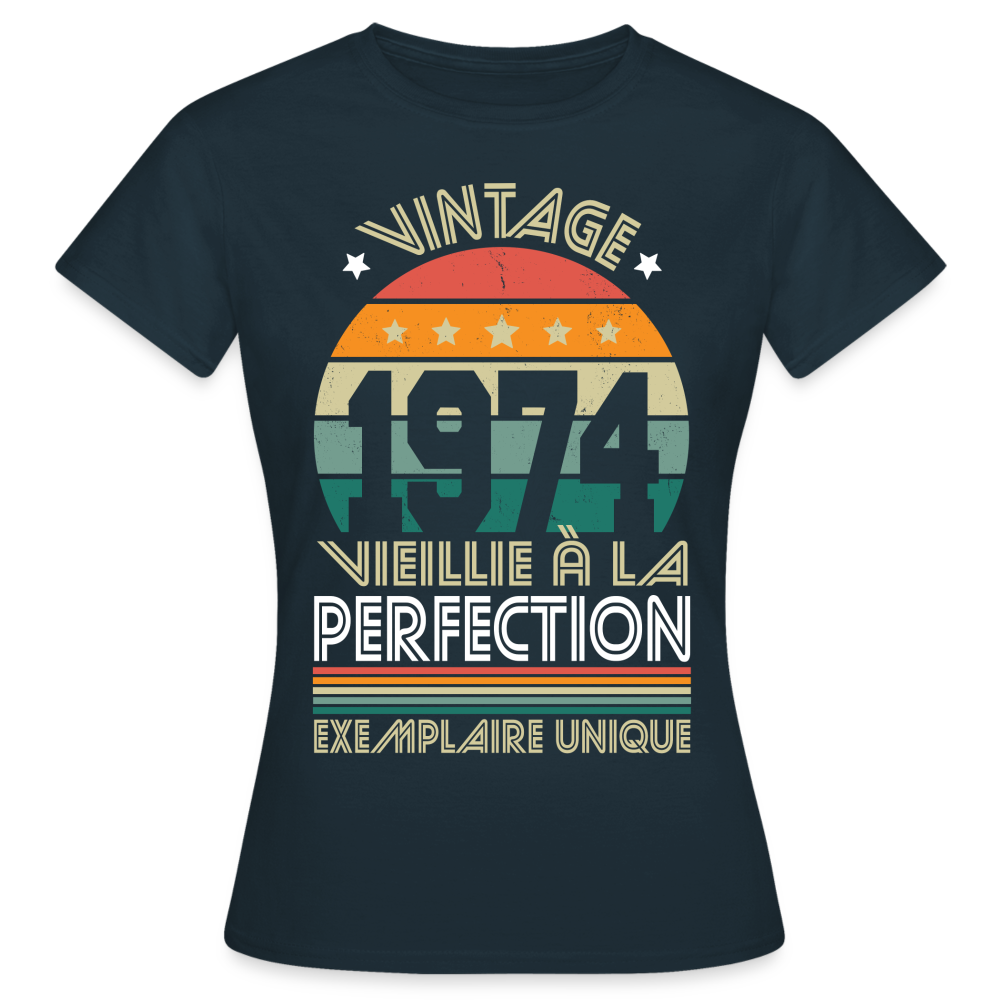 T-shirt Femme - Anniversaire 50 Ans - Vintage 1974 - marine