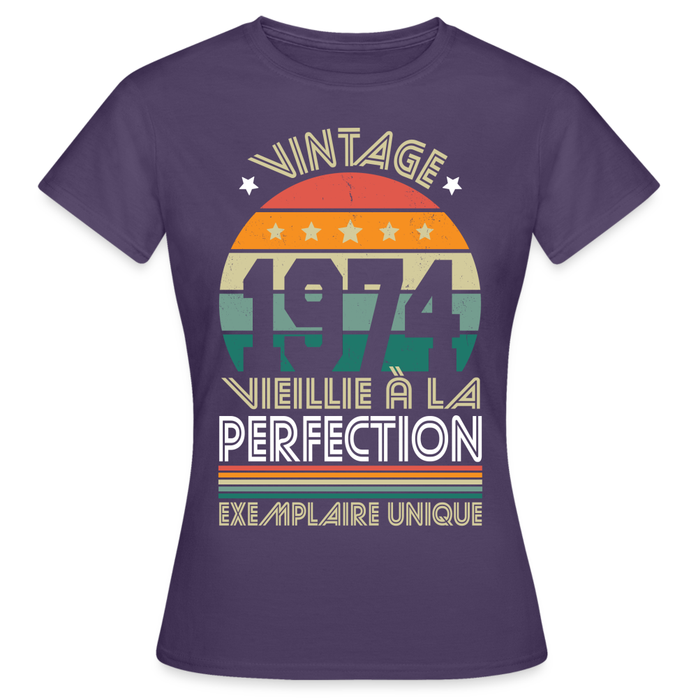 T-shirt Femme - Anniversaire 50 Ans - Vintage 1974 - violet foncé