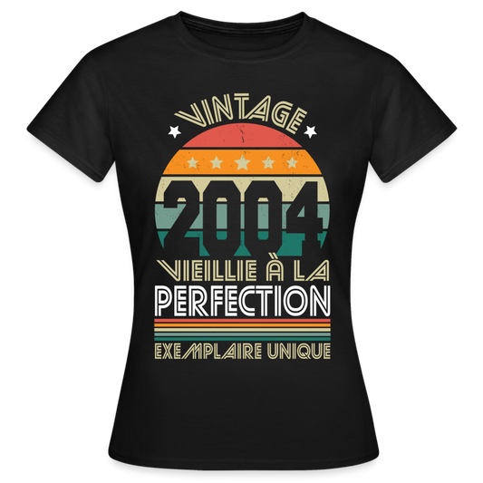 T-shirt Femme - Anniversaire 20 Ans - Vintage 2004 - noir