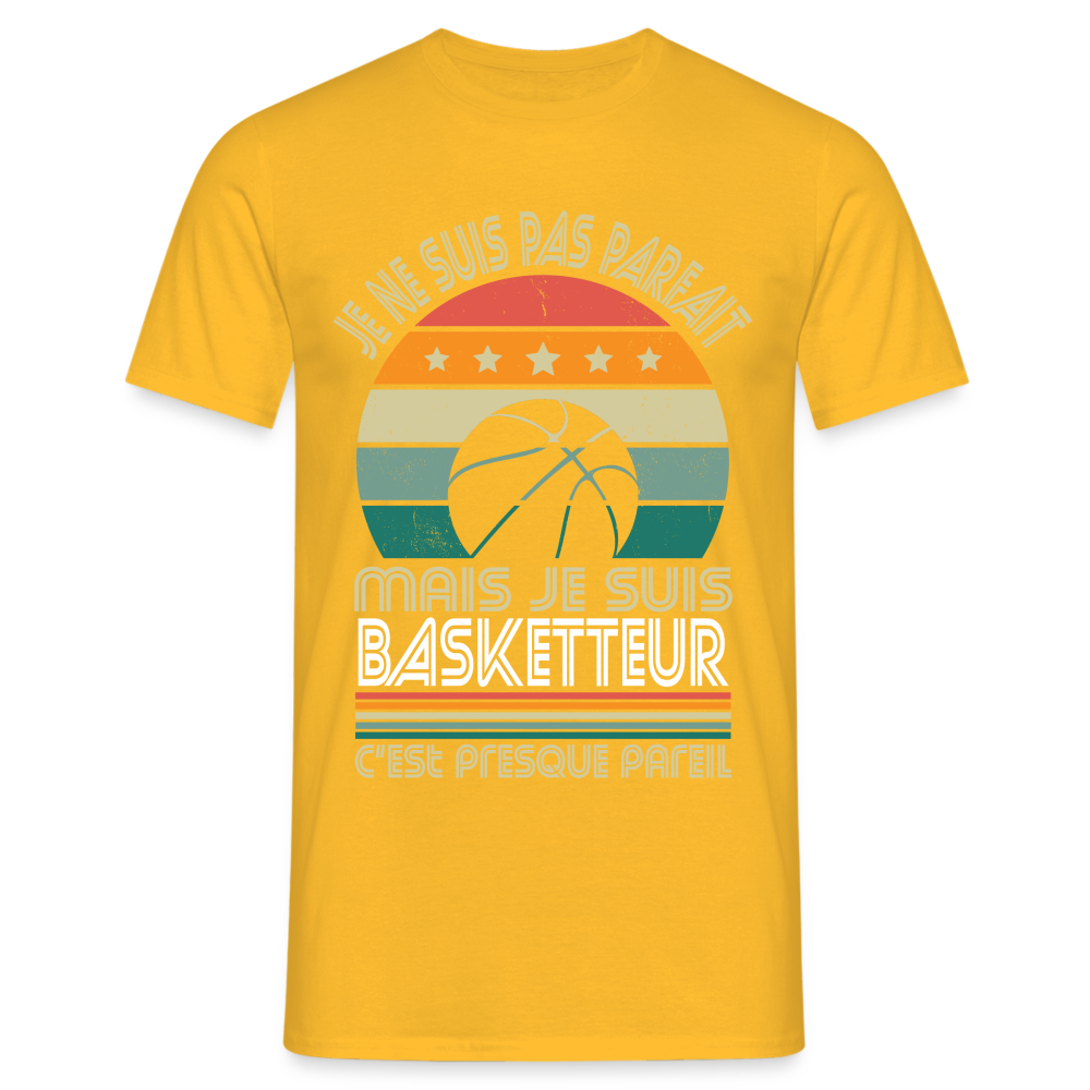 T-shirt Homme - Je ne suis pas parfait mais je suis Basketteur - jaune