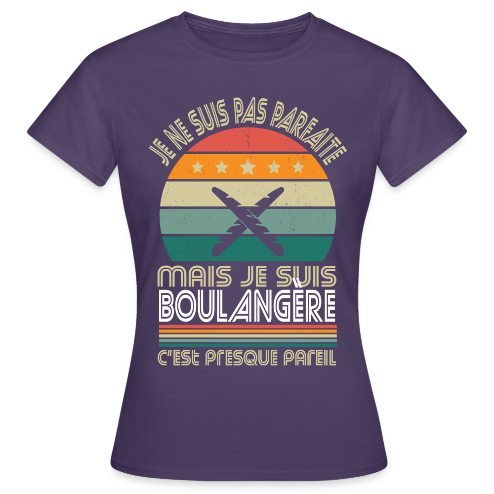 T-shirt Femme - Je ne suis pas parfaite mais je suis Boulangère - violet foncé