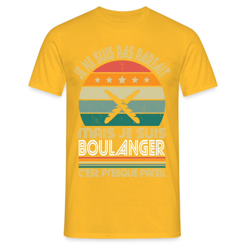 T-shirt Homme - Je ne suis pas parfait mais je suis Boulanger - jaune