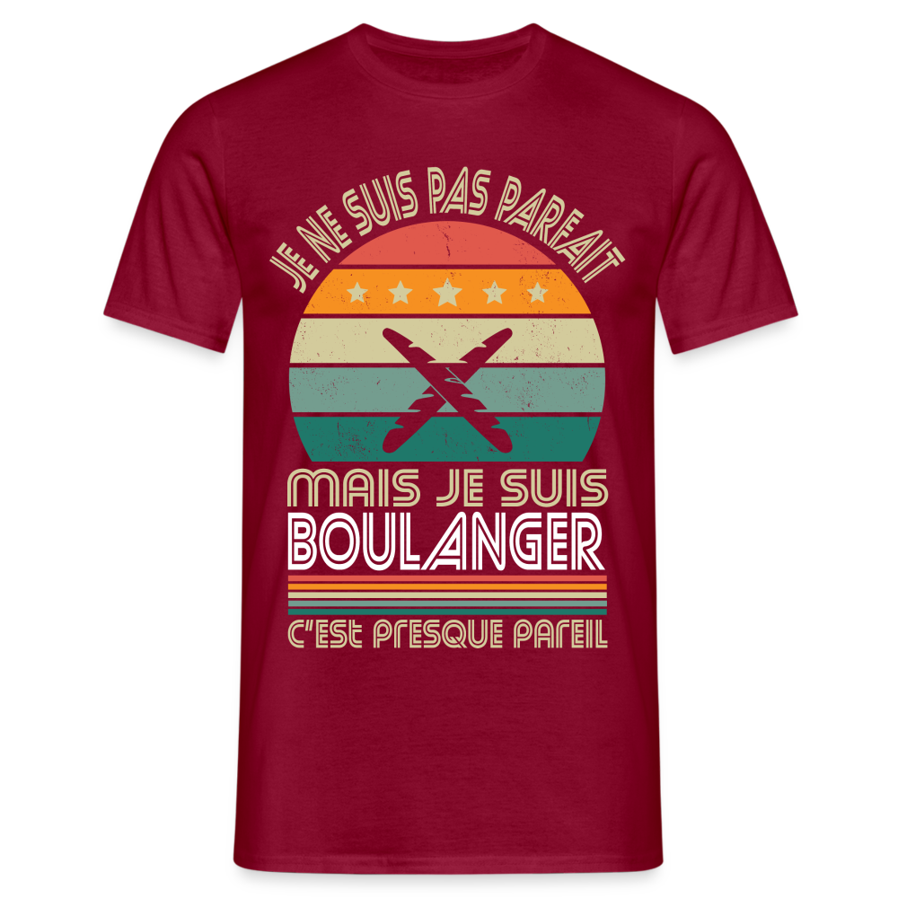 T-shirt Homme - Je ne suis pas parfait mais je suis Boulanger - rouge brique